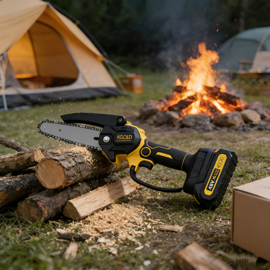 Motosserra Podador Tesoura Elétrica Portátil Sem Fio Brushless Bivolt 110V/220V com 2 Baterias e Maleta KGOLD