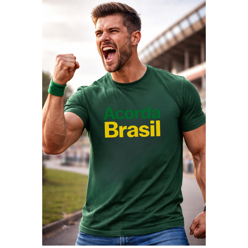 Camiseta Slim 100% algodão Brasil premium Bolsonaro Nicolas ferreira acorda Brasil pronta entrega unisex masculina femin