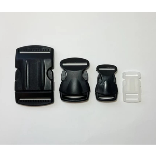 KIT C/5 FECHOS ENGATE RÁPIDO PLÁSTICO REFORÇADO 20 MM, 25 MM, 40 MM, 50 MM PRETO E BRANCO (100 % PLÁSTICO)