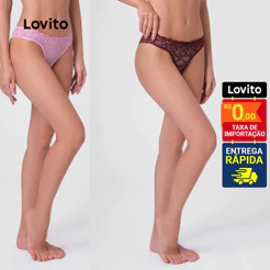 Lovito Kit Com 2 Calcinhas Femininas Biquini de Renda PAB17371767