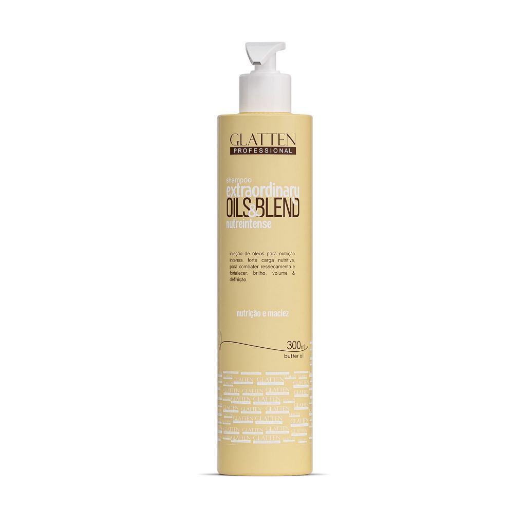 Shampoo Extraordinary Oils e Blend 300ml Glatten Nutrição profunda de fios danificados
