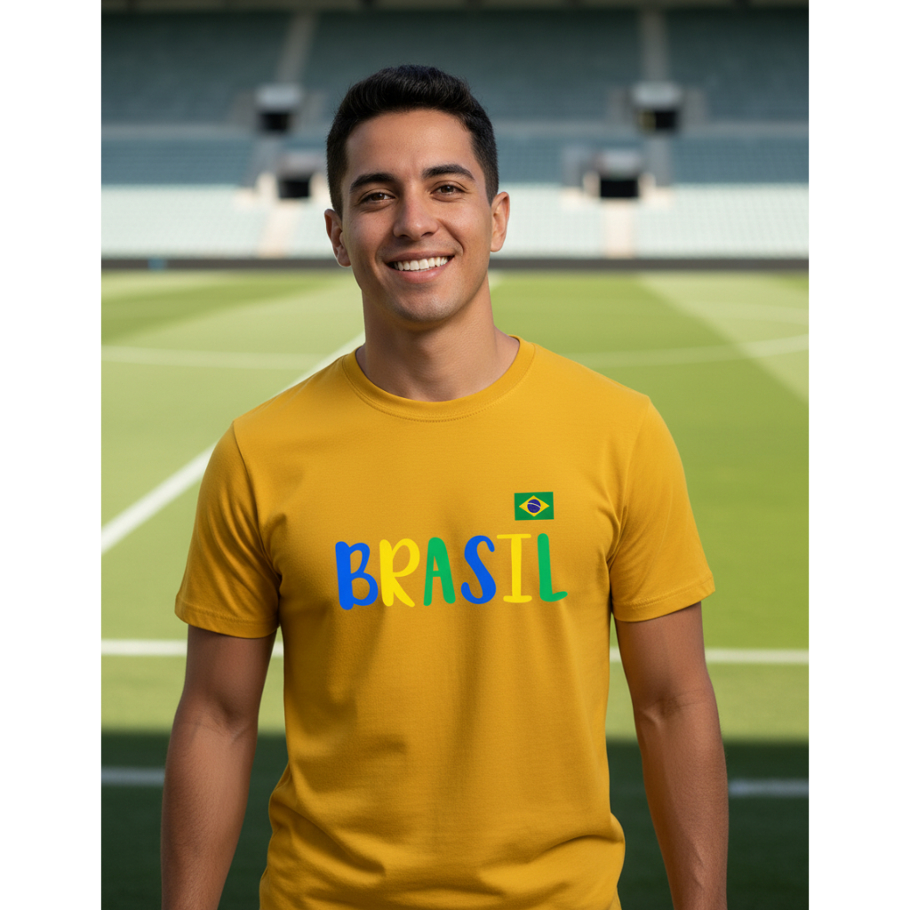 Camiseta Brasil Seleção Brasileira Copa do Mundo World Cup 2026 Hexa Futebol Brazil Copa Verde e Amarelo