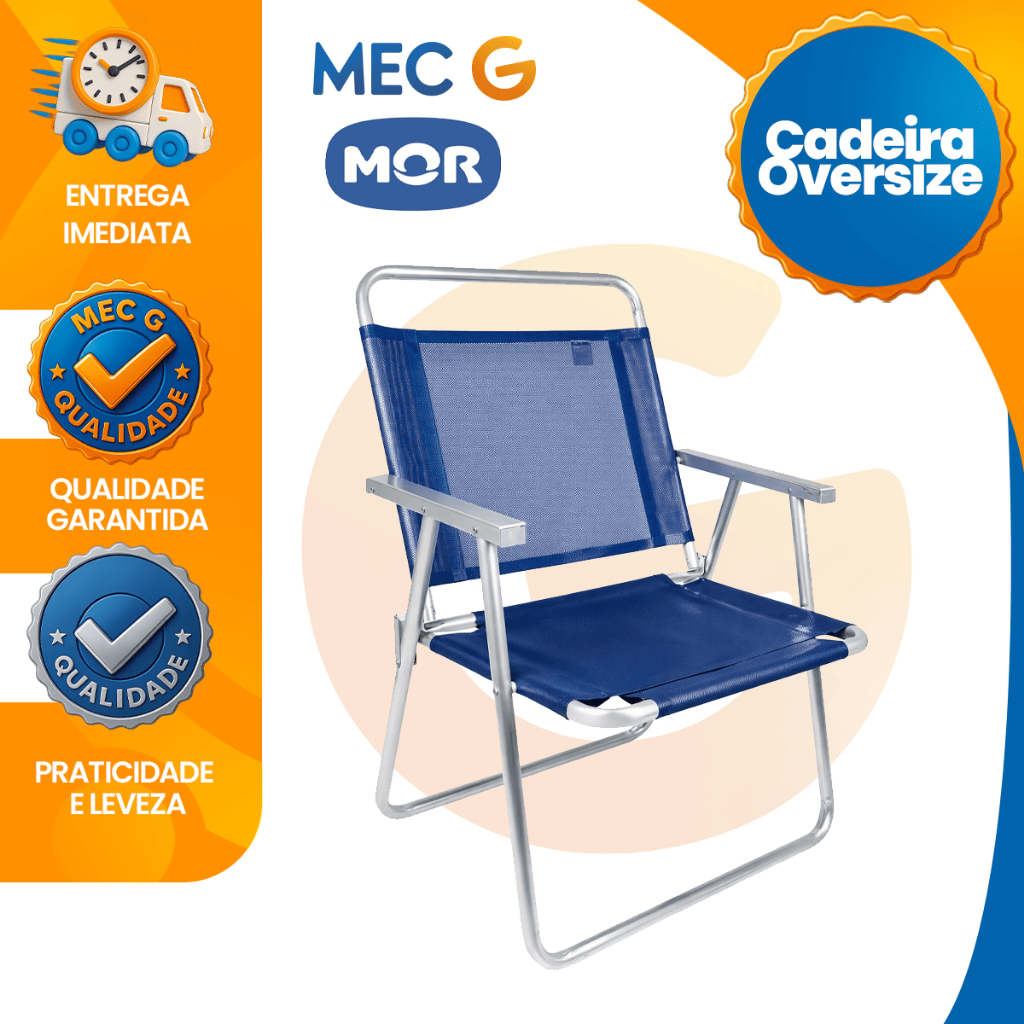 Cadeira de Praia Dobravel Oversize Azul Aluminio Mor Camping Portátil em Oferta na Shopee