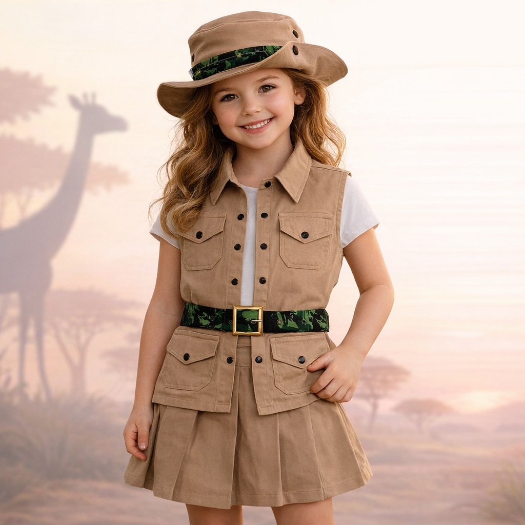 FANTASIA SAFARI CONJUNTO MENINA FEMININO 100% ALGODÃO GB INFANTIL/JUVENIL