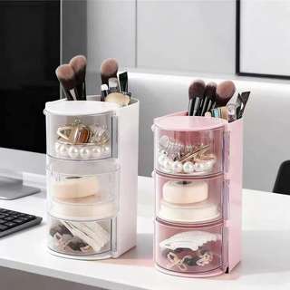 Organizador de Maquiagem 3 Camadas Multiuso com Gavetas Porta Pincéis e Cosméticos Design…