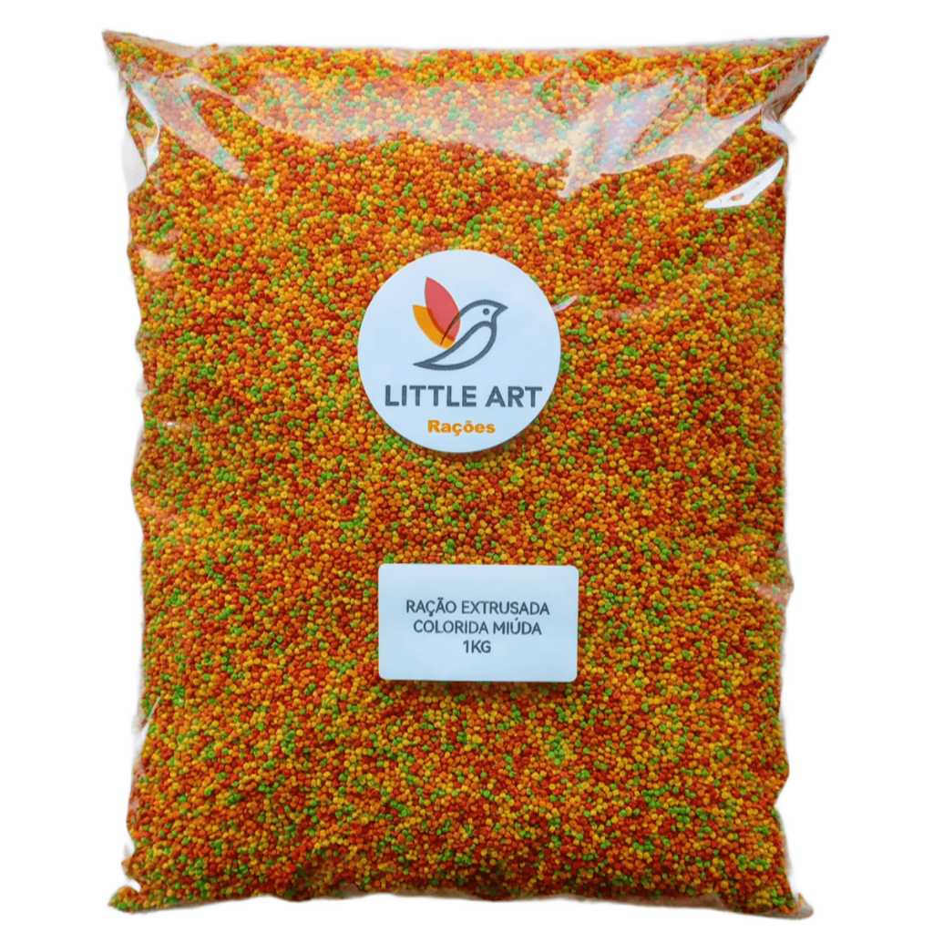 Ração Extrusada Premium Colorida Miúda 1KG para Canário, Tarim, Coleiro, Papa Capim, Bigodinho