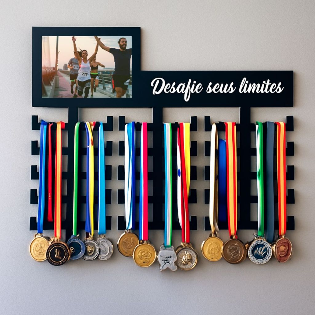 Porta Medalhas Desafie Seus Limites Suporte Parede Medalhas