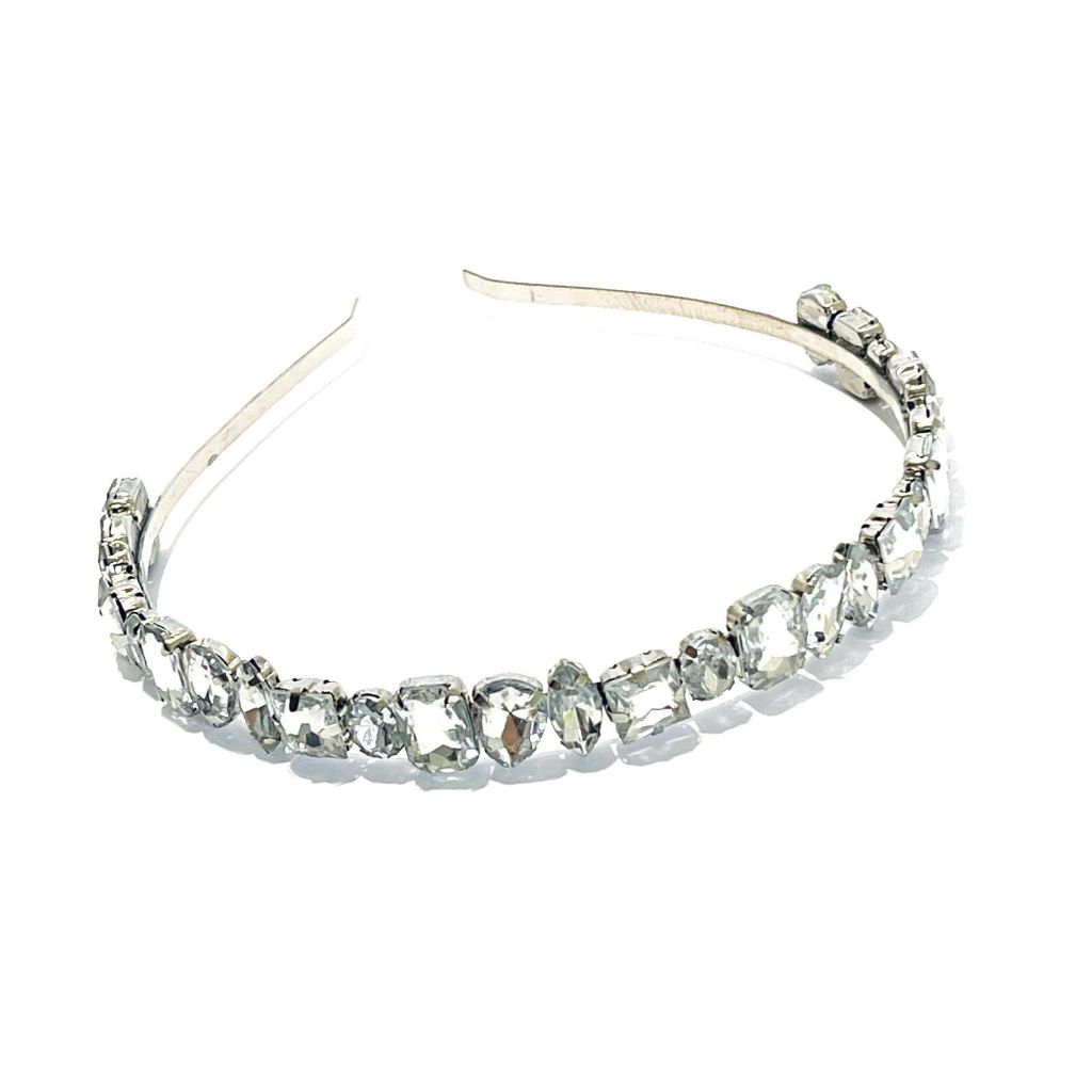 TIARA DE CABELO PEDRARIA METAL PRATA FORMATOS GEOMETRICOS madrinha casamento debutante festa arco de cabelo