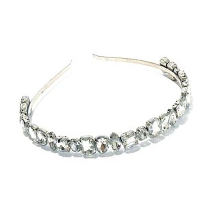 TIARA DE CABELO PEDRARIA METAL PRATA FORMATOS GEOMETRICOS madrinha casamento debutante festa arco de cabelo