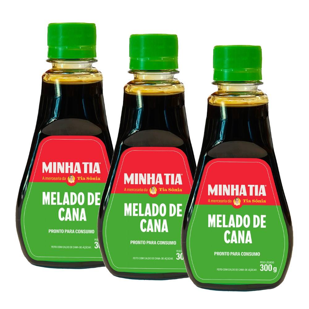 Kit 3 Melado de Cana Puro Vegano IBD Não OMG Tia Sônia 300g cada