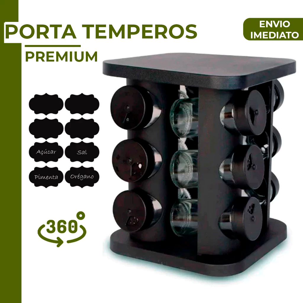 Porta Temperos Profissional Giratório Potes Vidro com Tampa Dosadora Condimentos Envio Imediato