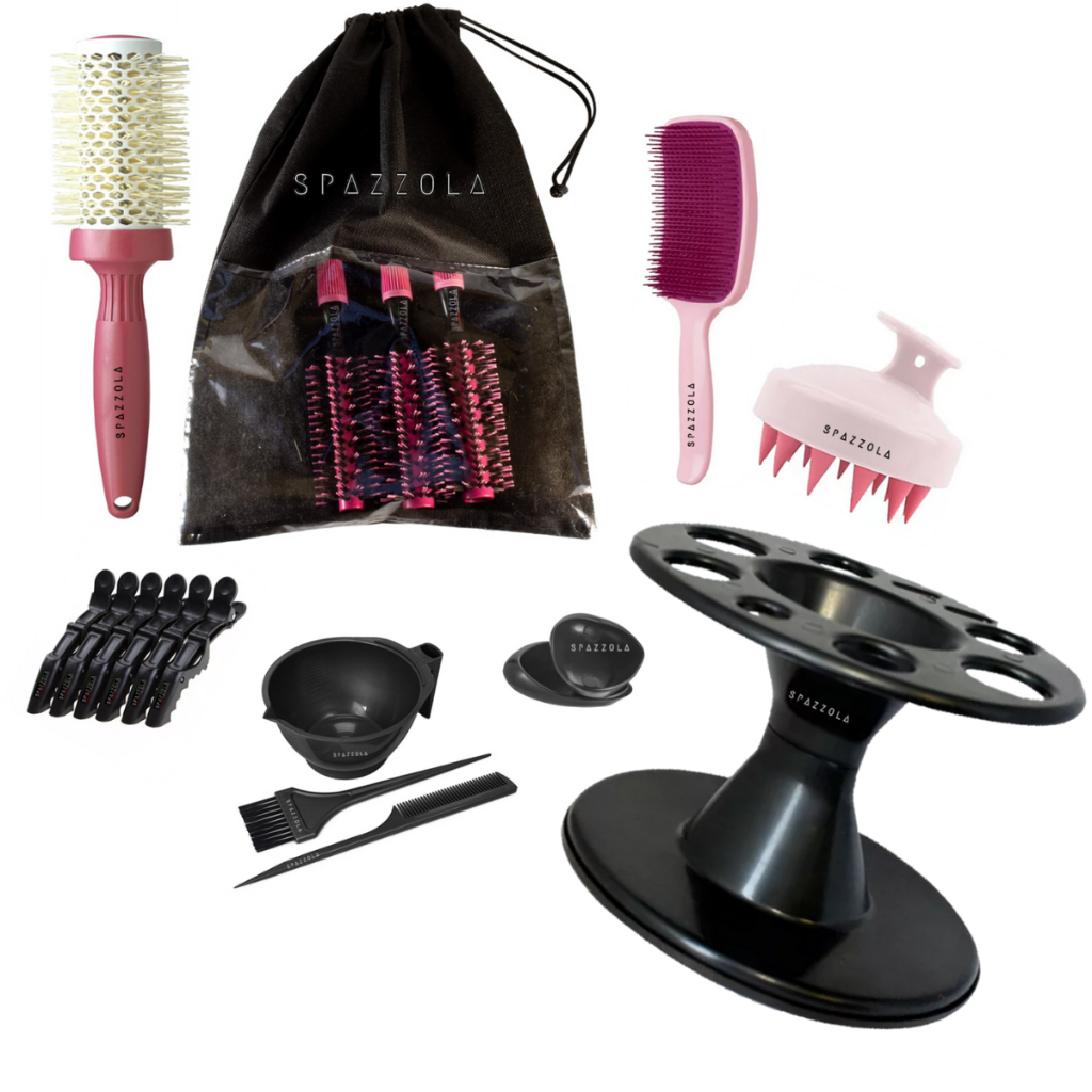 KIT ESCOVA DE CABELO TERMICA E VAZADA KIT ACESSORIOS SALAO