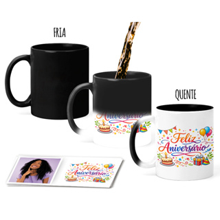 Caneca Mágica Personalizada Feliz Aniversário Com Foto em Oferta na Shopee