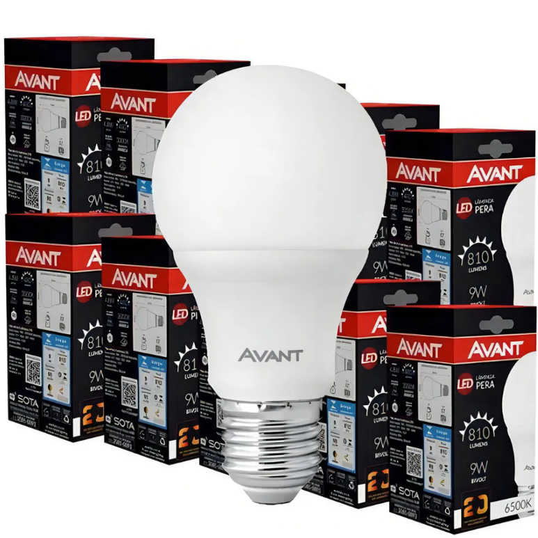Kit com 10 Lâmpadas Led 9W Bivolt Branco Frio 6500K Avant