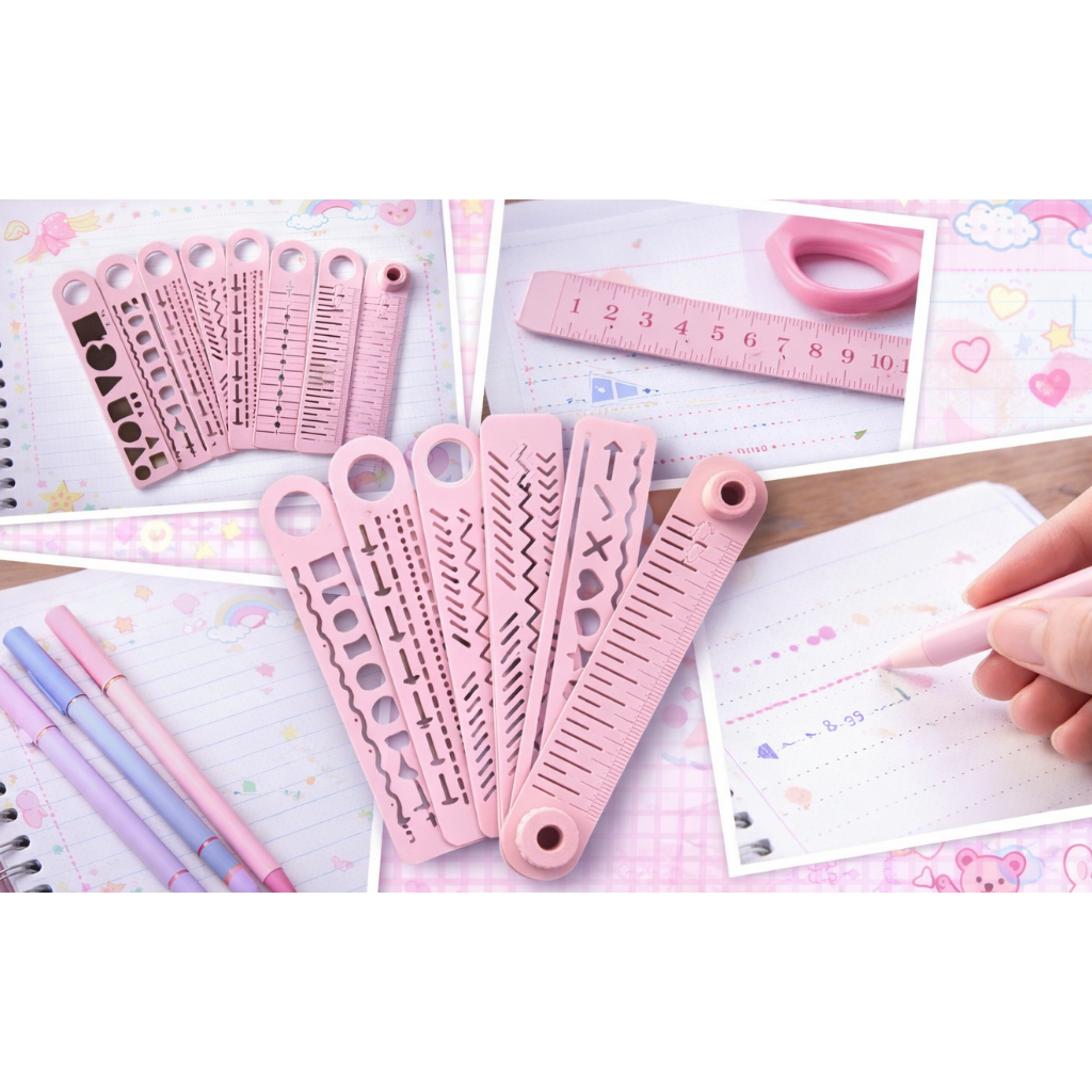 Régua Escolar Dobrável  8 em 1 / Formas Variadas/ Multiuso