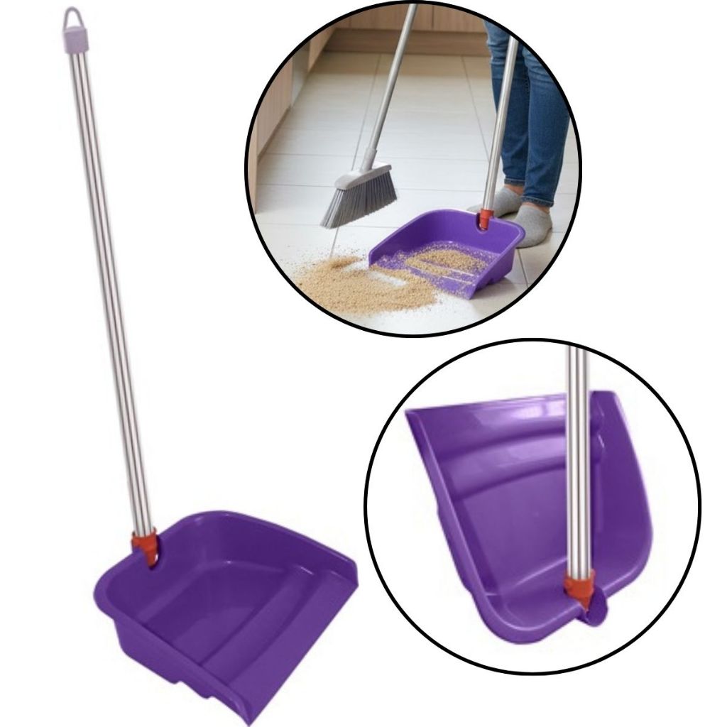 Pá De Lixo Com Cabo Para Lixo Grande Plástico 60 Cm Limpeza Roxo