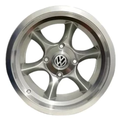 Kit 2 Rodas Aro 15 4x130mm tala 8 Gaucha Buggy Triciclo Fusca Par Cor Prata Borda Diamantada