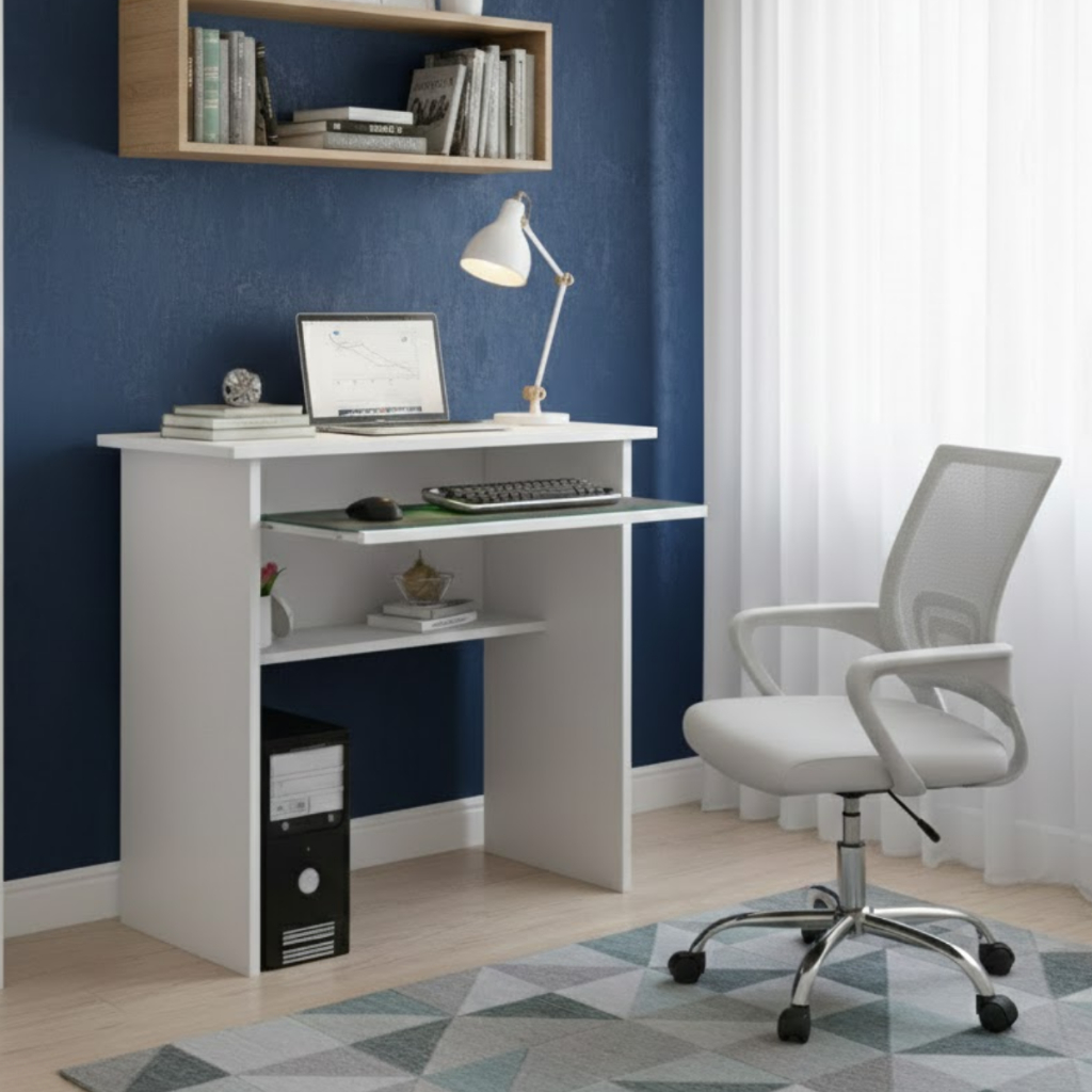 Kit Escrivaninha Computador X Estudo Home Office Mesa+ Cadeira Giratória Com Braços de Escritório