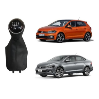 Kit Bola Manopla + Coifa Alavanca Cambio Vw Polo Virtus 2018 A 2025 Preto