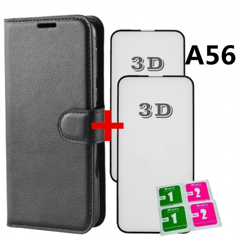 KIT Capa Capinha Carteira Flip + 2 Película de vidro 3D Para Samsung Galaxy A56 tela 6.7 pol em Oferta na Shopee