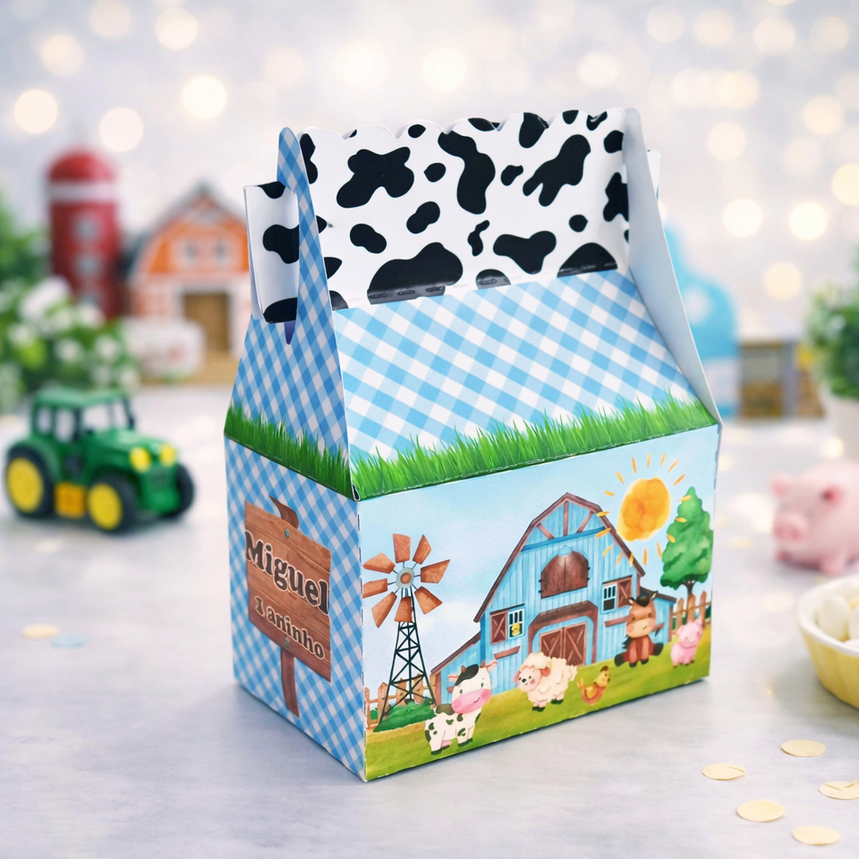 Caixa Maletinha FAZENDINHA Pegue e Monte | Lembrancinha Personalizada para Festa Infantil