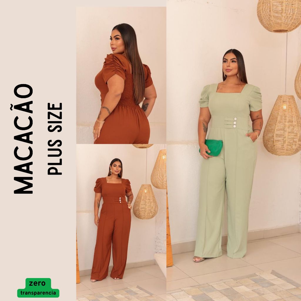 Macacão Plus Size Alfaiataria longo Elegante