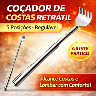 Coçador de Costas Retrátil Regulável em Aço Inox – Mãozinha com 5 Posições Cor Prata em Oferta na Shopee