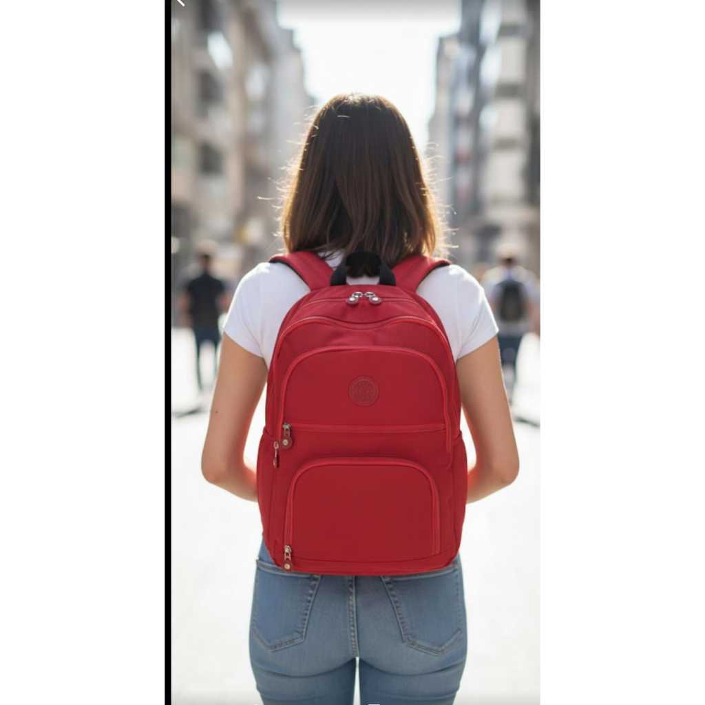 Mochila Grande Casual Escolar Feminina Masculina Nylon Tactel com chaveiro