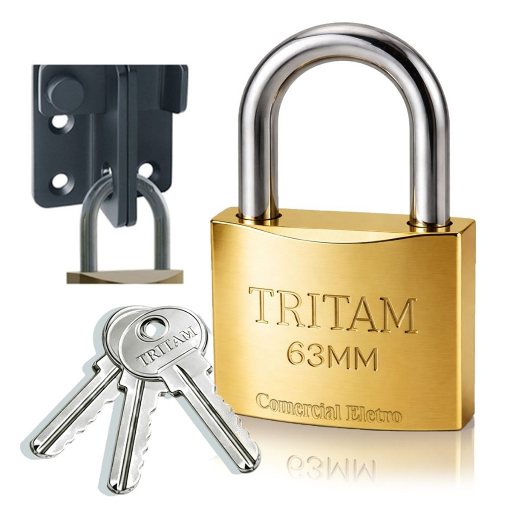 Cadeado Tritan Grande 63mm Forte Robusto Resistente Mais Uma Camada de Segurança  Proteção Antifurto