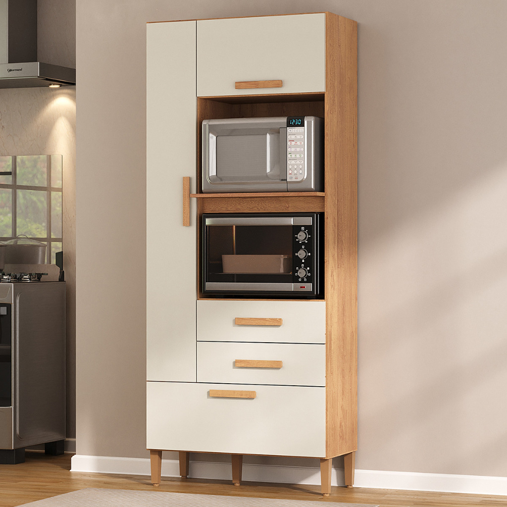 Armario Multiuso Seul Torre Cozinha com 3 Portas e 2 Gavetas em Oferta na Shopee