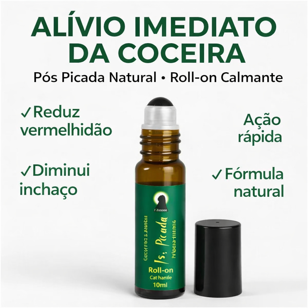 Pós Picada Natural – Alívio Imediato da Coceira e Vermelhidão | Lavanda + Melaleuca | Roll-on Calmante para Pele