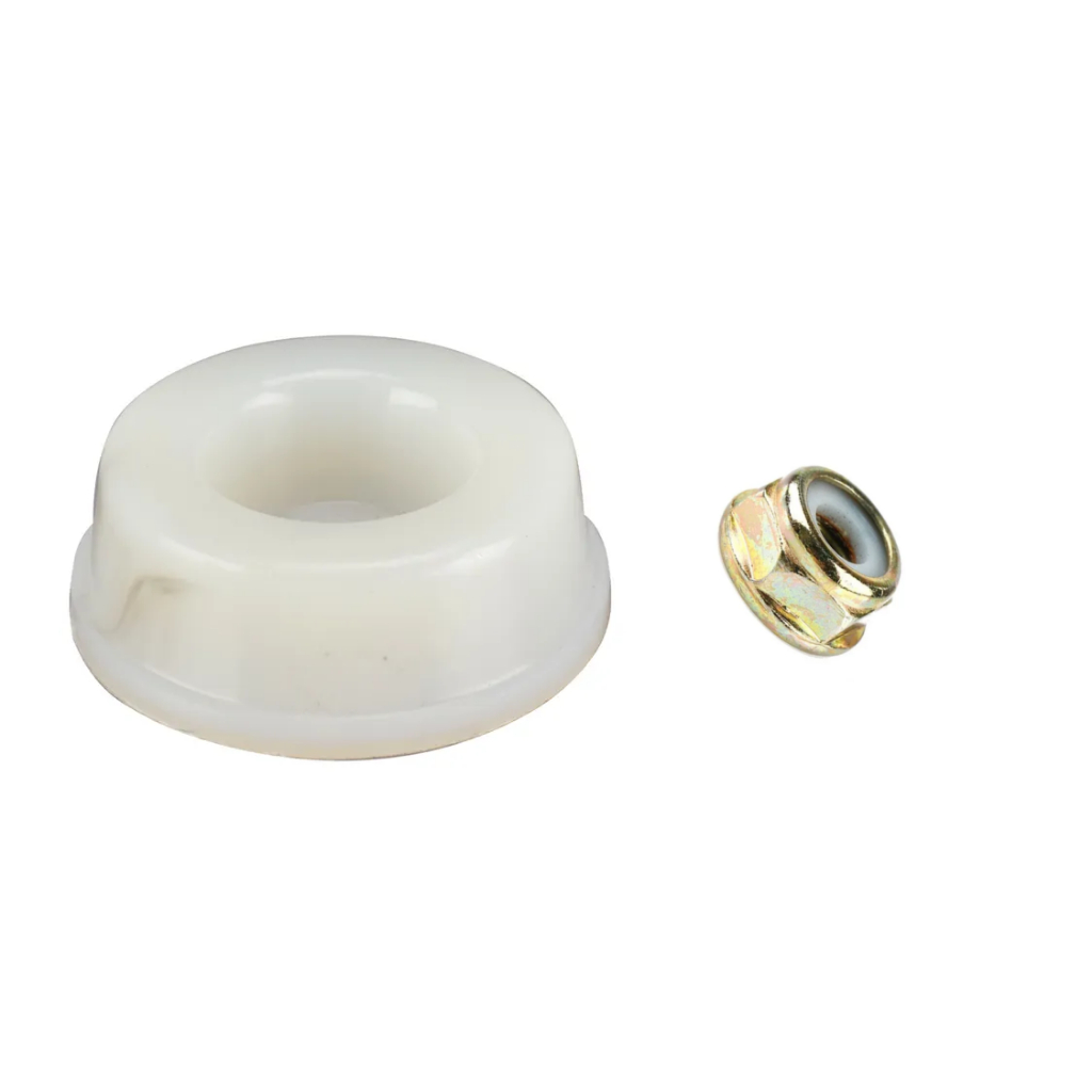 Porca e limitador de altura nylon para transmissão M10x1,25 roçadeiras toyama branco kawashima tekna