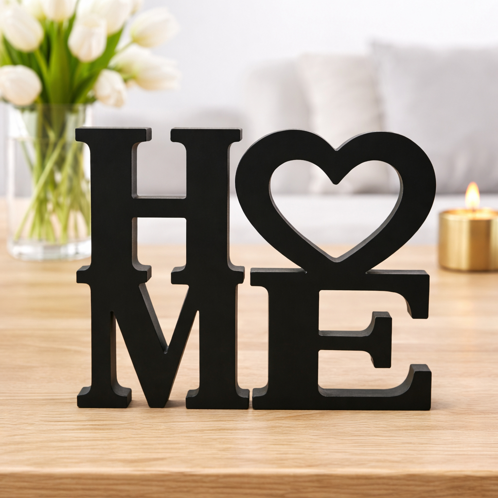 Placa Decorativa HOME Preto ou Branco 12cm Para Mesa Estante Decoração Casa Enfeite Moderno em Oferta na Shopee