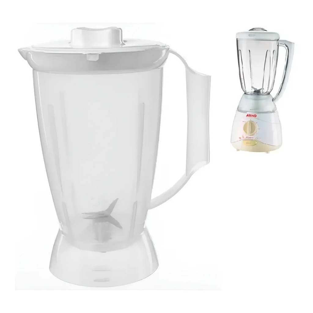 Copo Liquidificador Arno Alegro / Convivio s/ torneira tampa branca Translucido