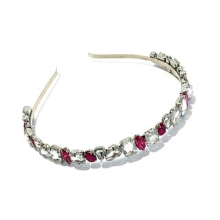 TIARA DE PEDRARIA PINK CRISTAL METAL PRATA FORMATOS GEOMETRICOS  madrinha casamento debutante festa arco de cabelo