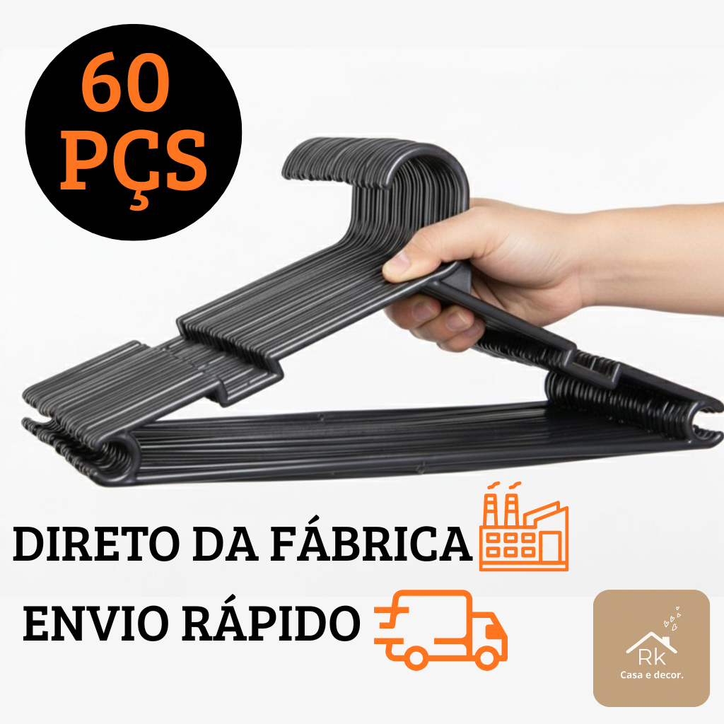 Cabide 60 Unidades Resistente Adulto Redondo ENVIO IMEDIATO