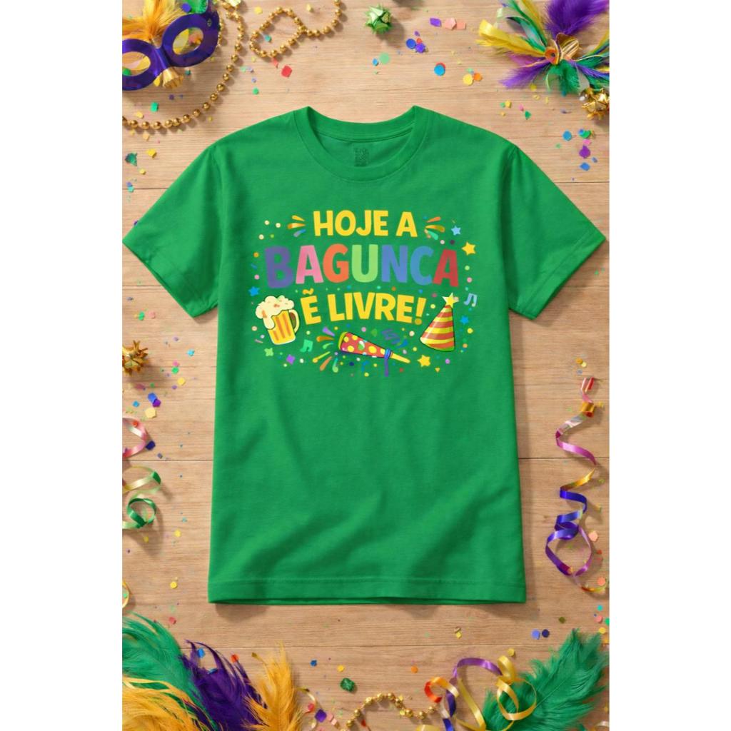Camisetas de Carnaval  Camiseta de Carnaval confeccionada em algodão, garantindo conforto, leve
