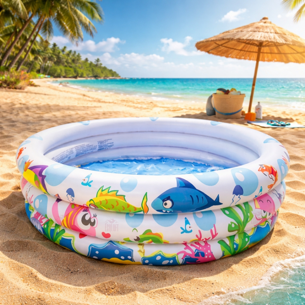 Piscina Infantil Inflável 100L/180L 3 Anéis Reforçada Fundo do Mar Resistente Para Crianças Verão