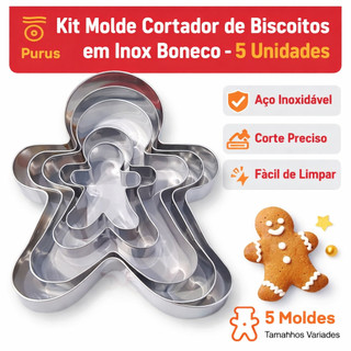 Kit Molde Cortador de Biscoitos Variados em Inox Aluminio para Massas Bolachas Fondant