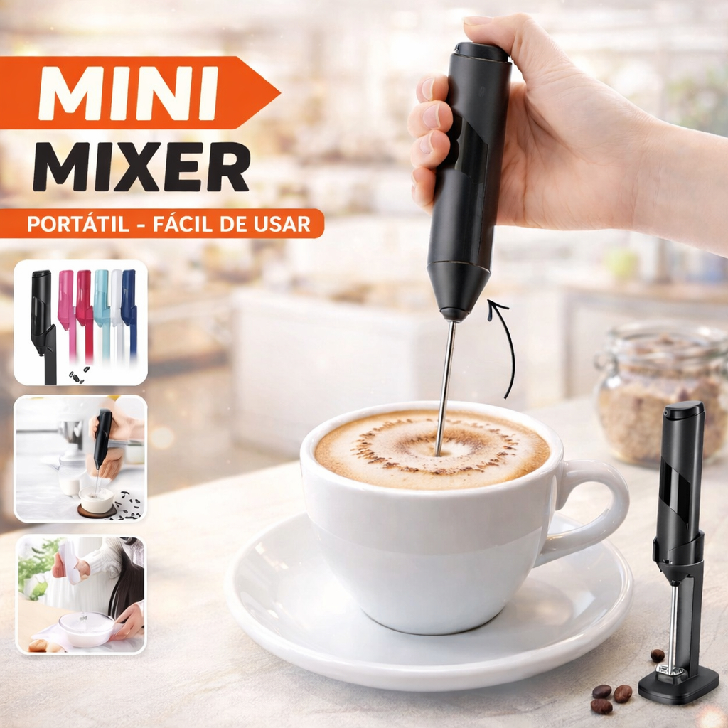 Mini Mixer Elétrico Com Suporte Batedor Suplemento Misturador De Bebidas Leite Café Espumador