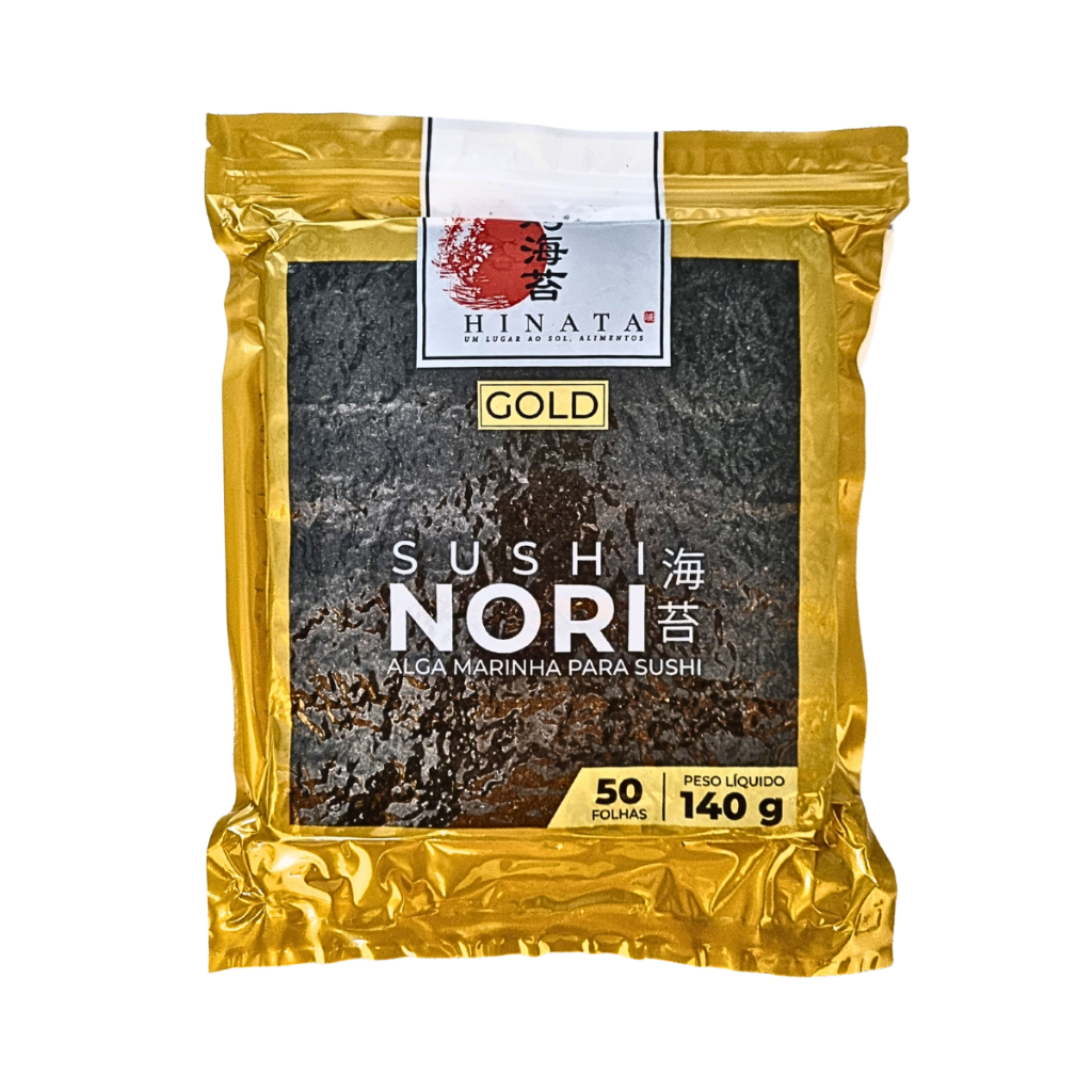 Alga Marinha Sushi Nori Gold Hinata Pct 50 Folhas 140g  Temaki Sushi Crocante