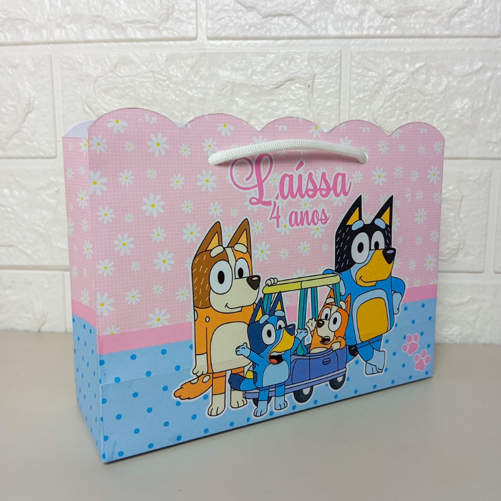 Sacolinha PEGUE E MONTE Personalizada Bluey Menina | Lembrancinhas | Aniversário | Sacola Surpresa | Mimos | Milk