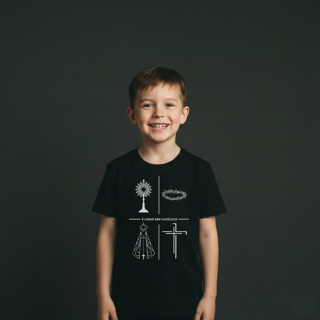 Camiseta Infantil Juvenil Estampada Católica "É lindo ser católico" 100% Algodão Camisa Premium em Oferta na Shopee