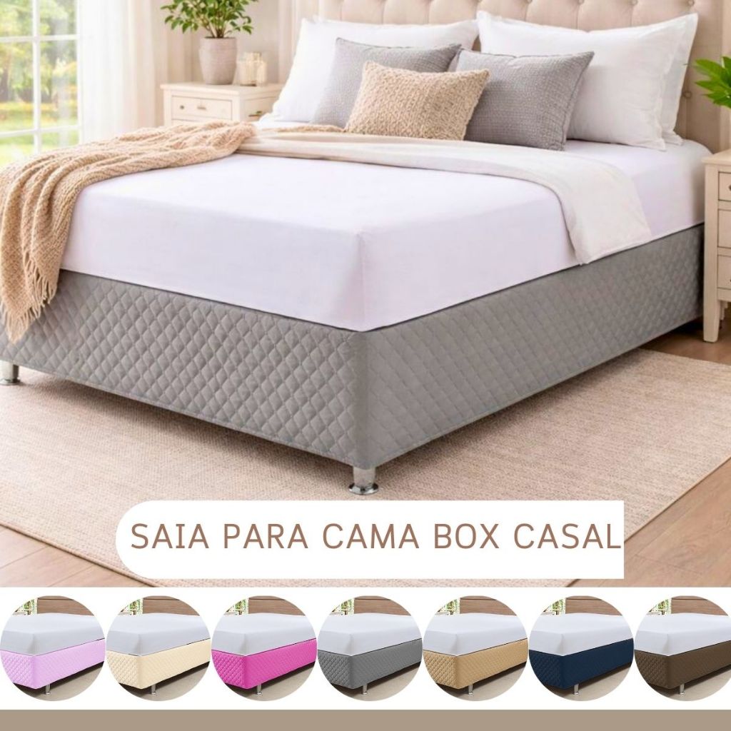 Saia Box Para Cama Casal Padrão Matelada Com Elástico