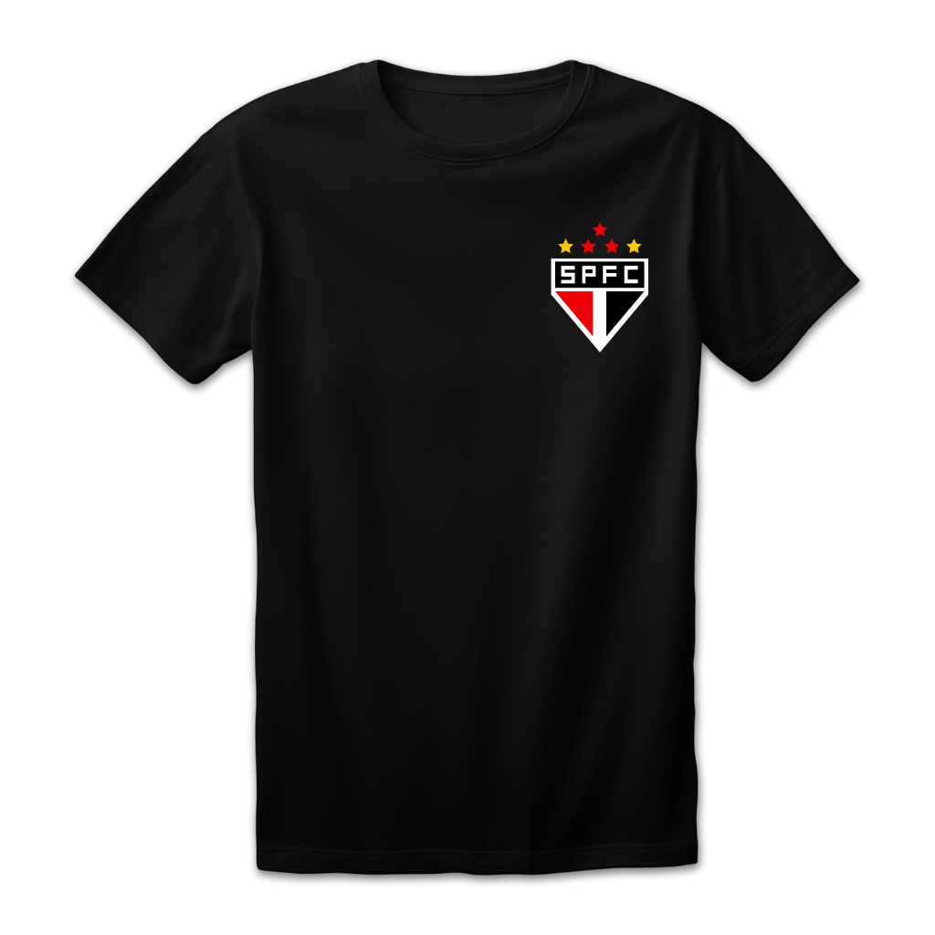 Camiseta Unissex Estampa Tricolor SP FC Futebol Algodão Conforto Casual Verão Dia a Dia Promoção