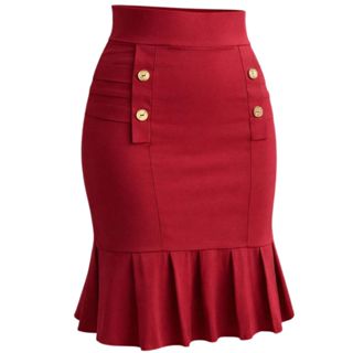 Saia Feminina Em Bengaline Detalhe Botões E Babadinho em Oferta na Shopee