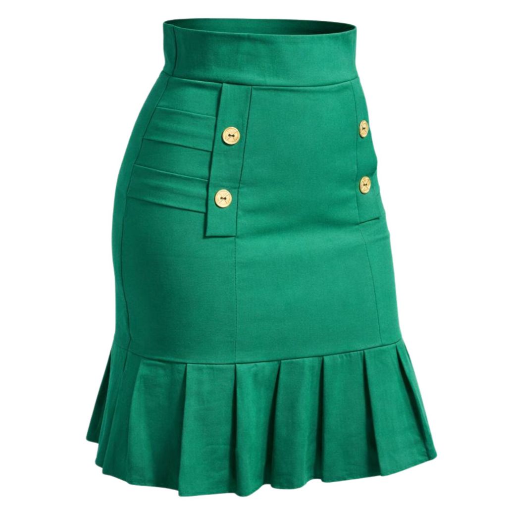Saia alfaiataria Feminina Saia Mídi Evangélica  Detalhe Botões E Babadinho Com Lycra em Oferta na Shopee