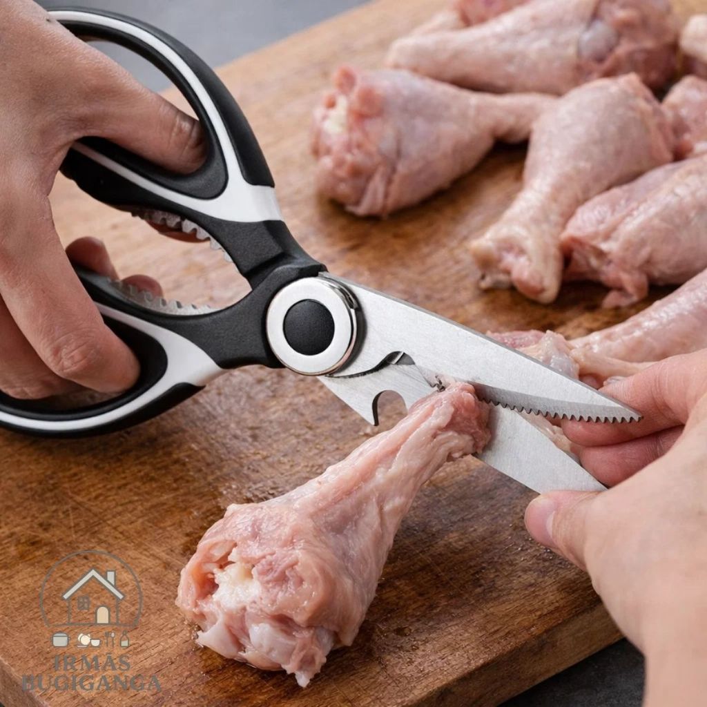 Kit 2/3 Tesouras Multiuso Inox Cozinha Corta Ossos Carne Peixe Abre Nozes e Garrafas