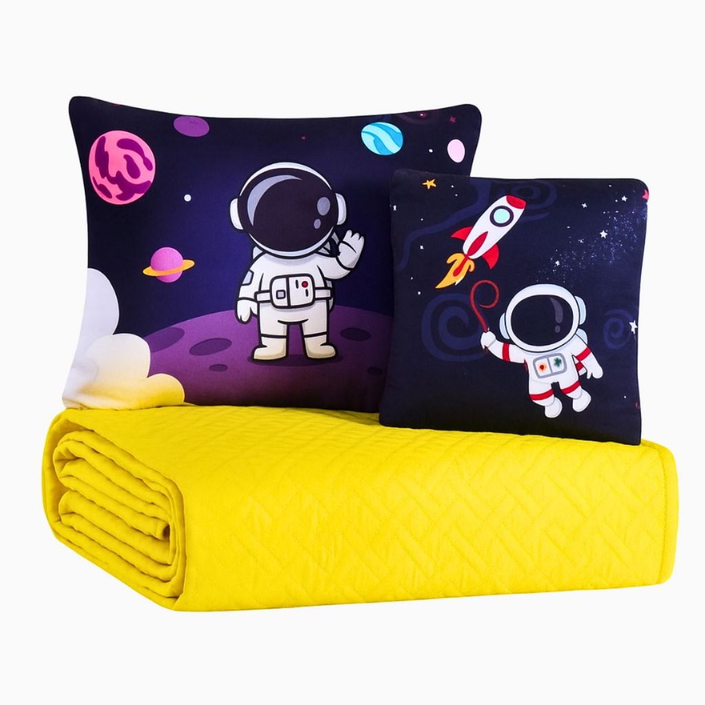 Cocha Coxa Cocha Cobre Leito Roupa Cama Solteiro Quarto Menino Decoração Adtronauta Amarelo Luxo