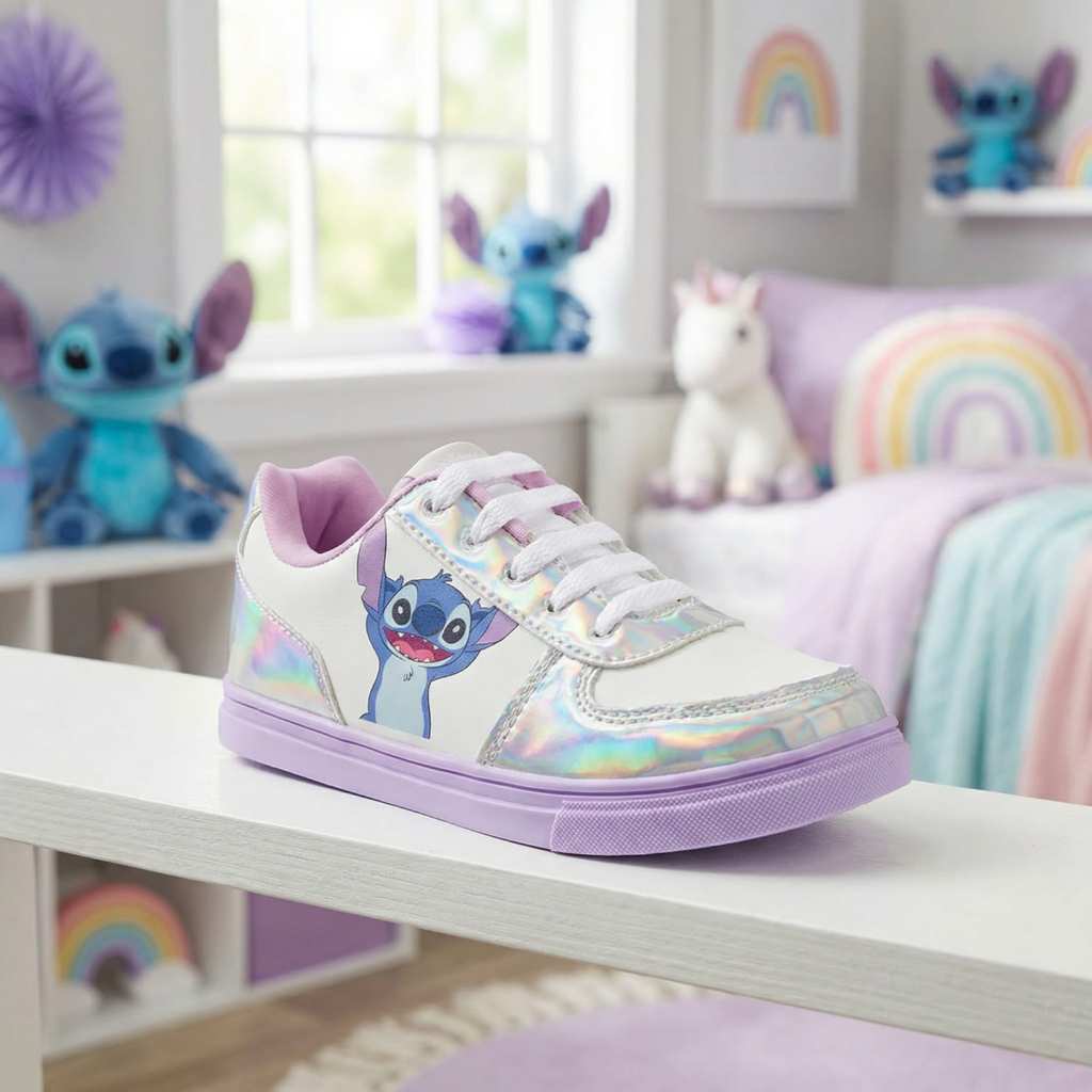 Calçado Stitch Brilho Holográfico | Lilás | Tênis Passeio Escola | Menina Juvenil | Original em Oferta na Shopee